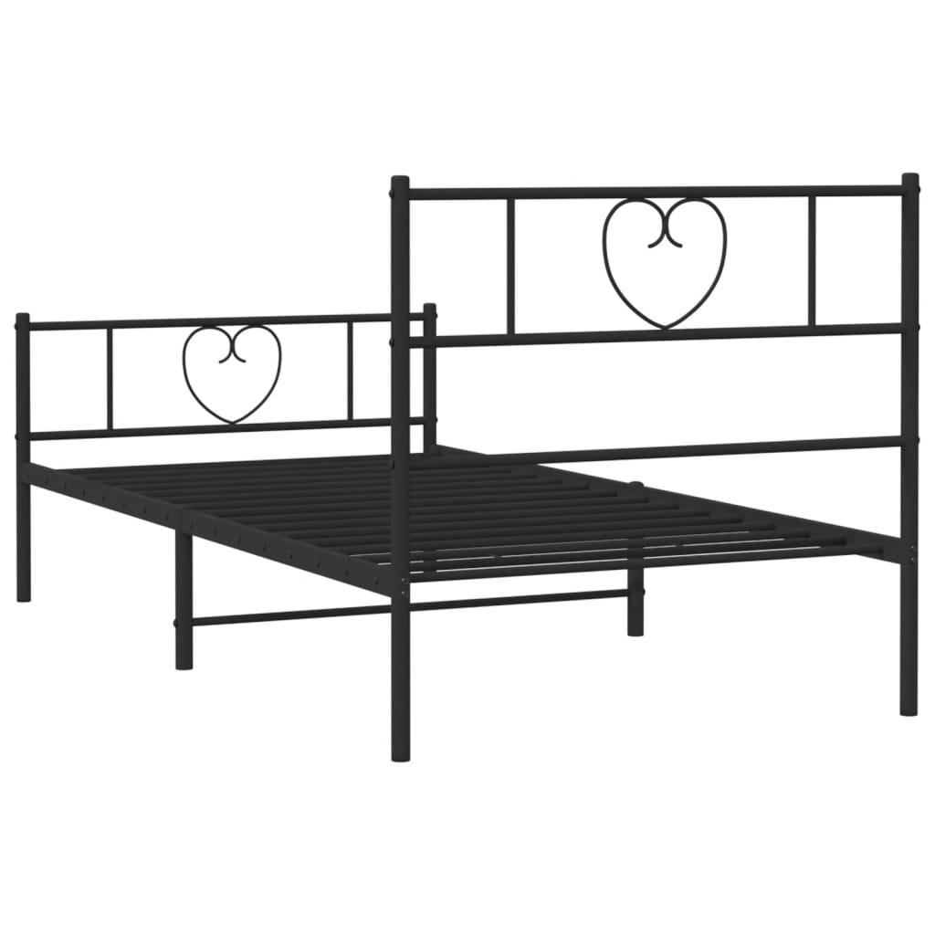 Giroletto con Testiera e Pediera Metallo Nero 107x203 cm | homemem39