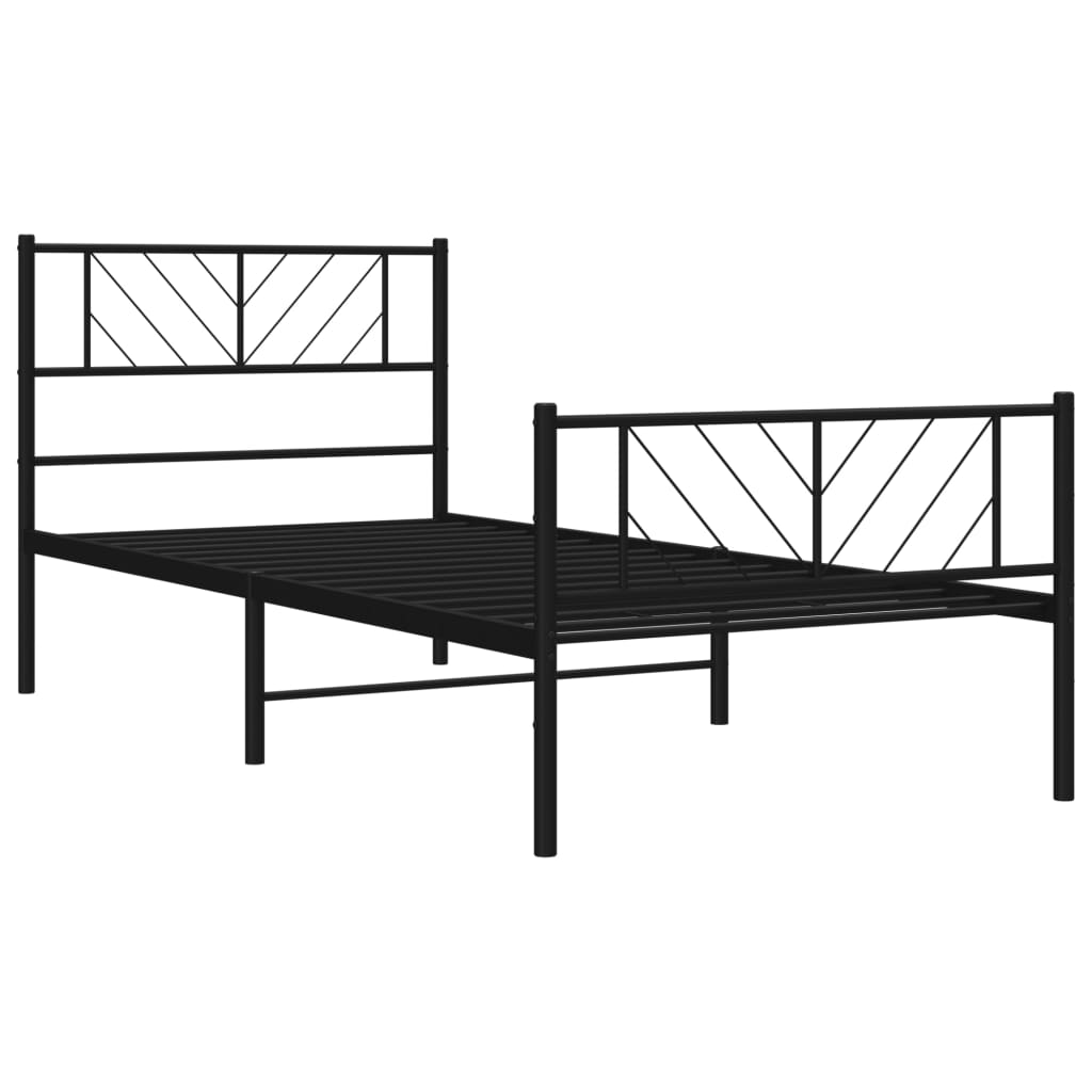 Giroletto con Testiera e Pediera Metallo Nero 107x203 cm | homemem39