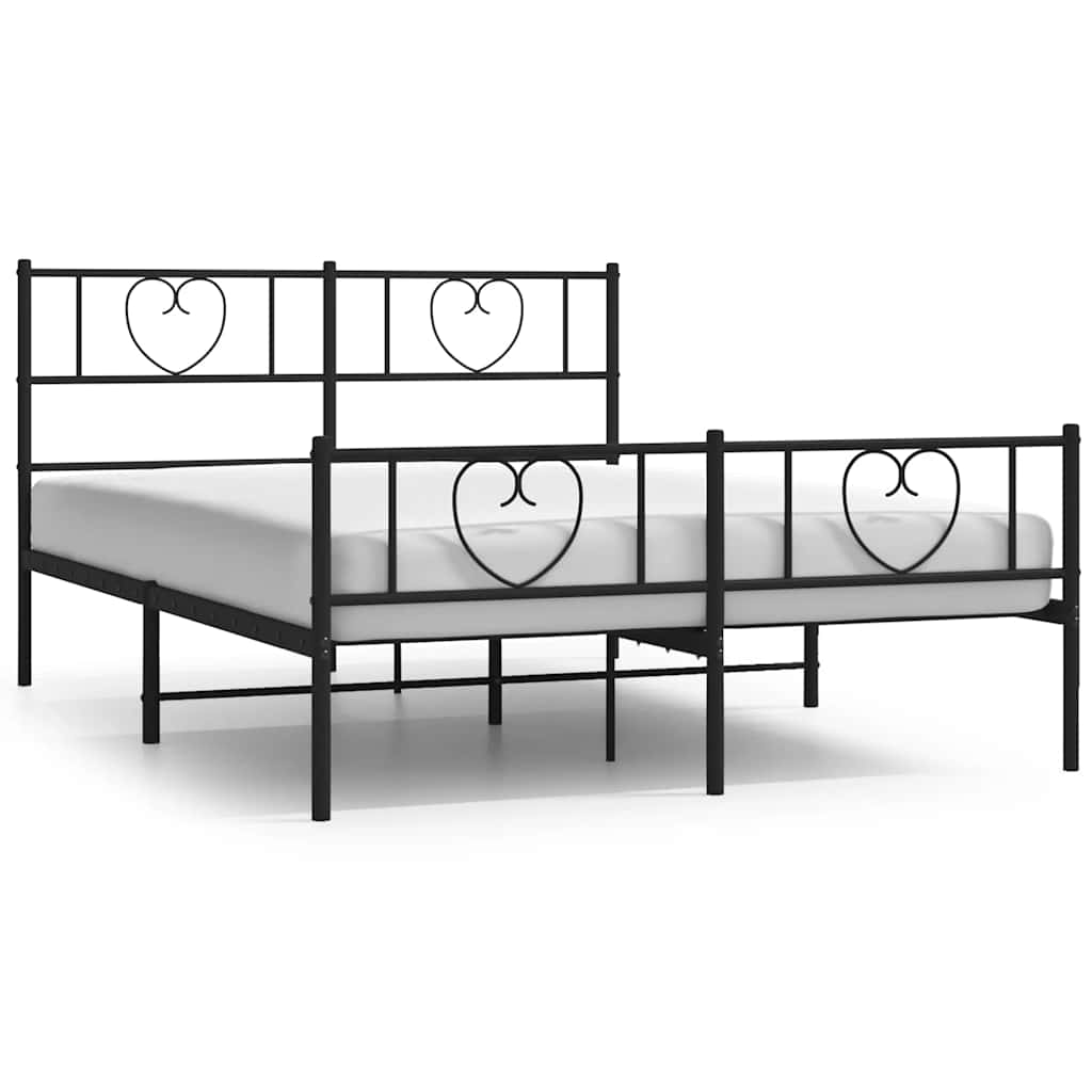 Giroletto con Testiera e Pediera Metallo Nero 135x190 cm | homemem39