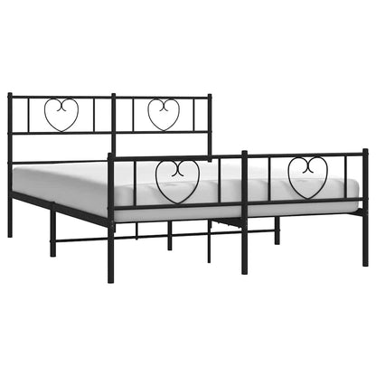 Giroletto con Testiera e Pediera Metallo Nero 135x190 cm | homemem39