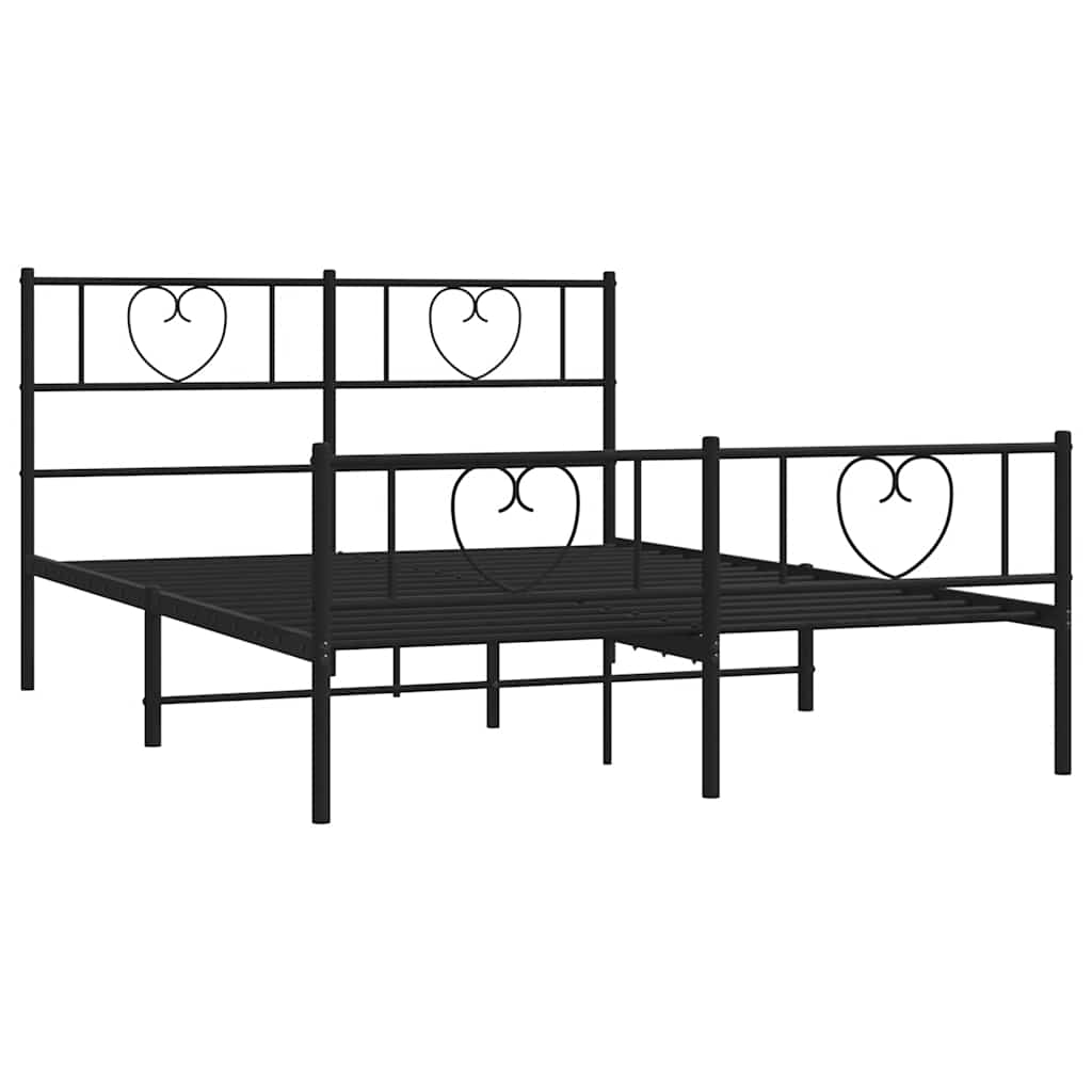 Giroletto con Testiera e Pediera Metallo Nero 135x190 cm | homemem39