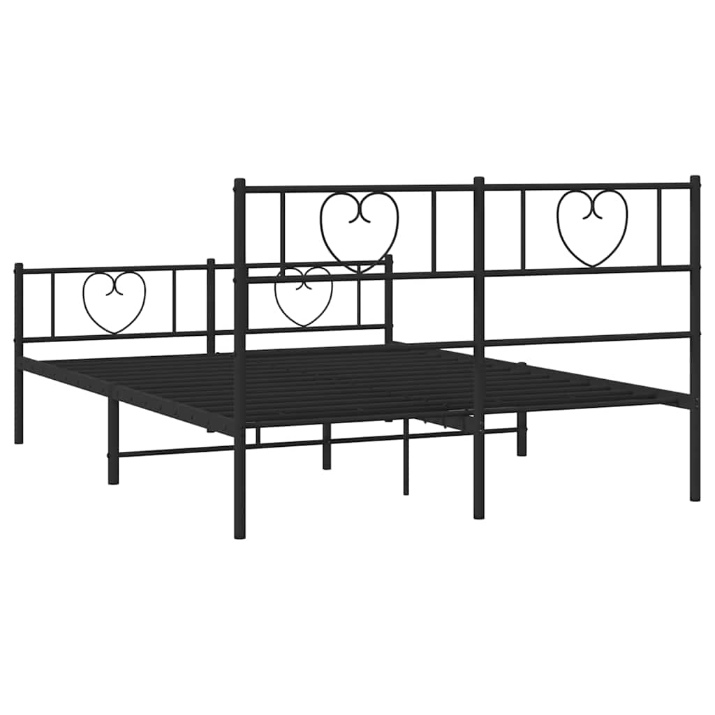 Giroletto con Testiera e Pediera Metallo Nero 135x190 cm | homemem39