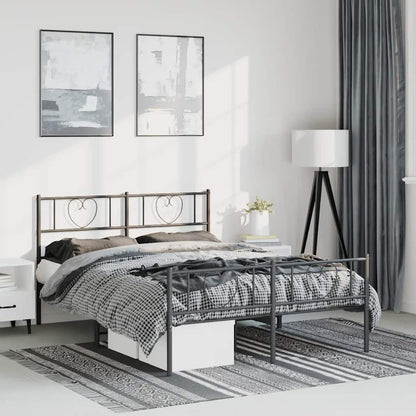 Giroletto con Testiera e Pediera Metallo Nero 135x190 cm | homemem39