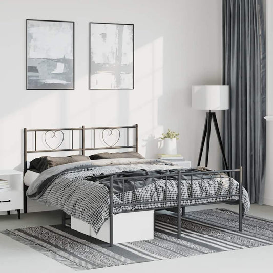 Giroletto con Testiera e Pediera Metallo Nero 135x190 cm | homemem39