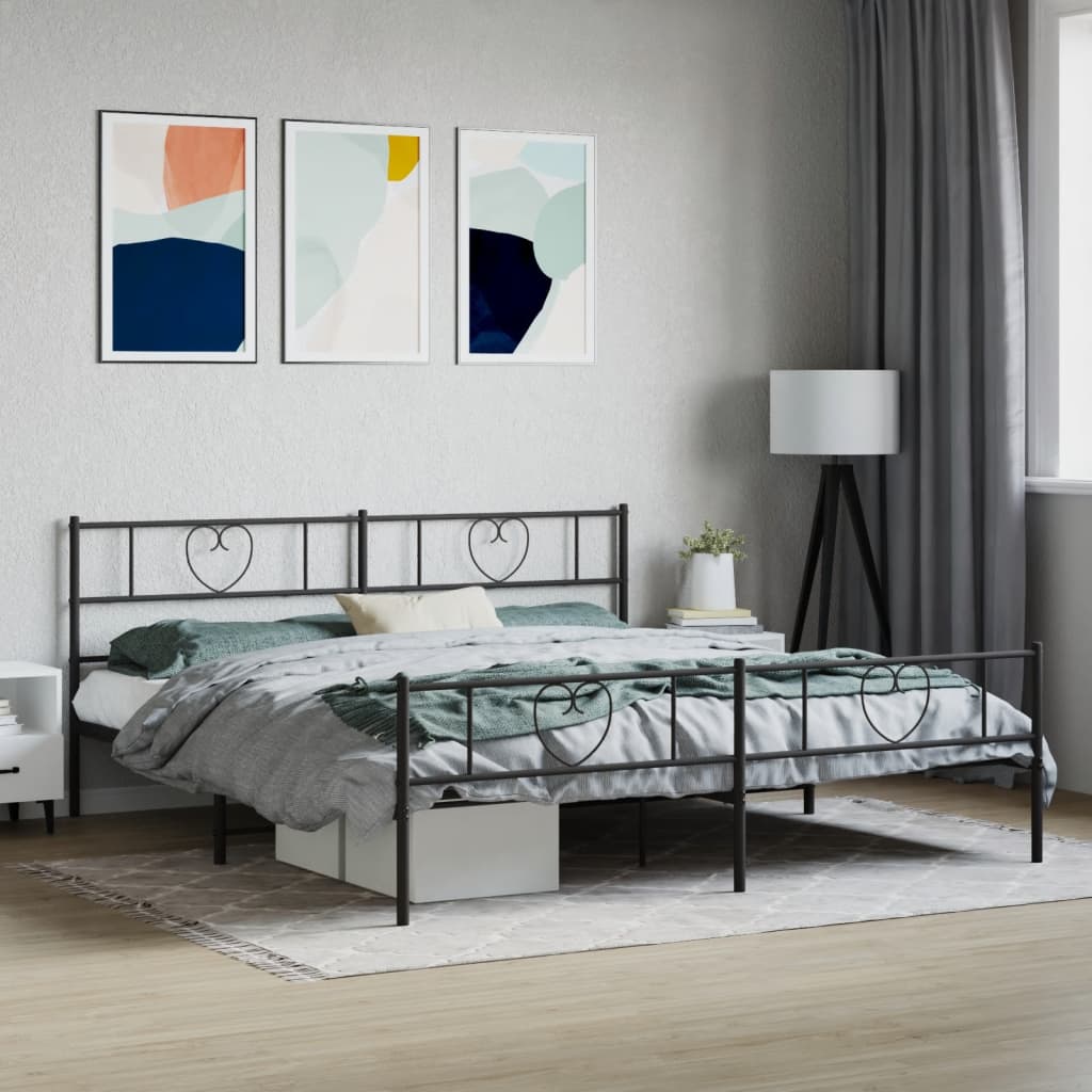 Giroletto senza Materaso con Pediera in Metallo Nero 180x200 cm | homemem39