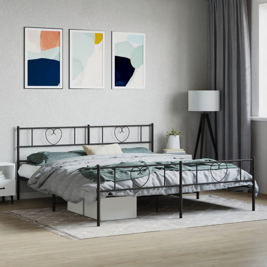Giroletto senza Materaso con Pediera in Metallo Nero 180x200 cm | homemem39