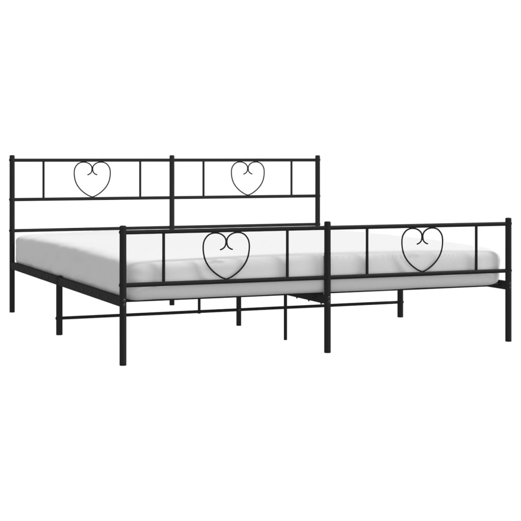 Giroletto con Testiera e Pediera Metallo Nero 200x200 cm | homemem39