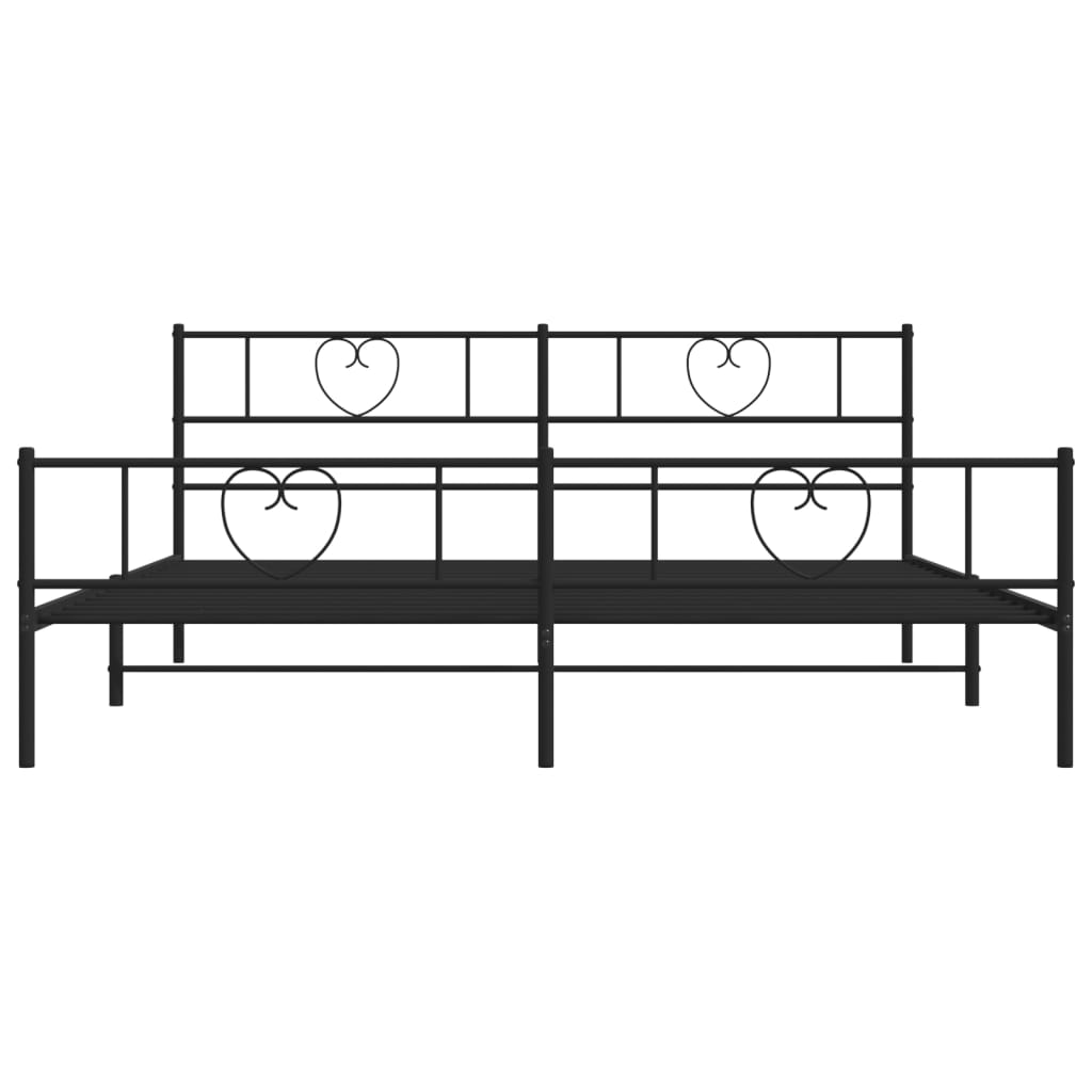 Giroletto con Testiera e Pediera Metallo Nero 200x200 cm | homemem39