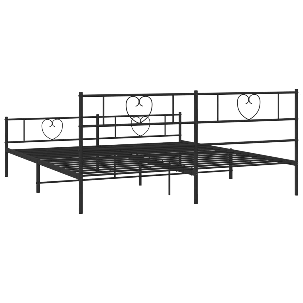 Giroletto con Testiera e Pediera Metallo Nero 200x200 cm | homemem39