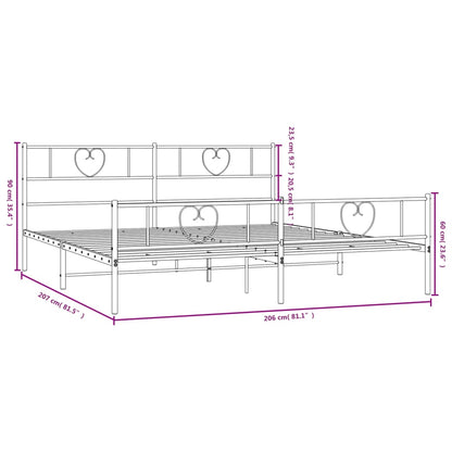 Giroletto con Testiera e Pediera Metallo Nero 200x200 cm | homemem39