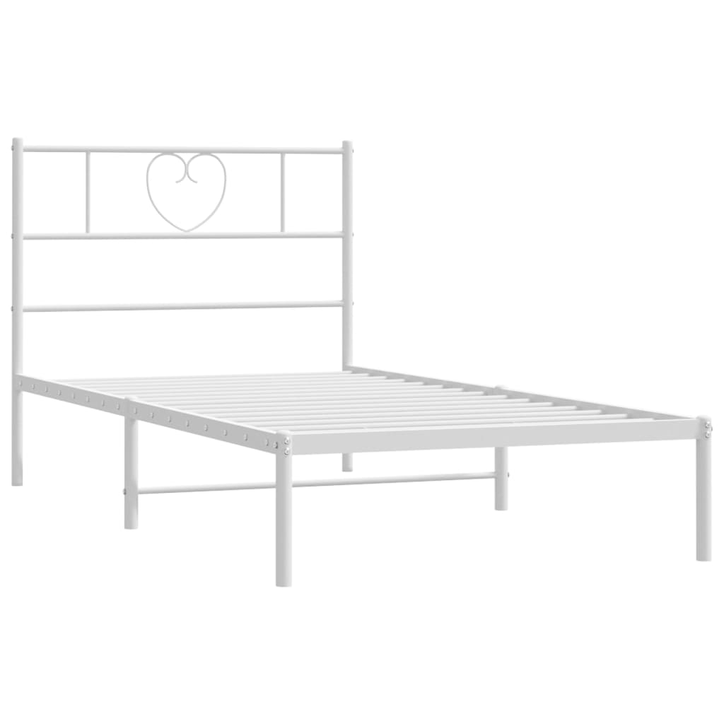 Giroletto senza Materaso con Testiera Metallo Bianco 75x190 cm | homemem39