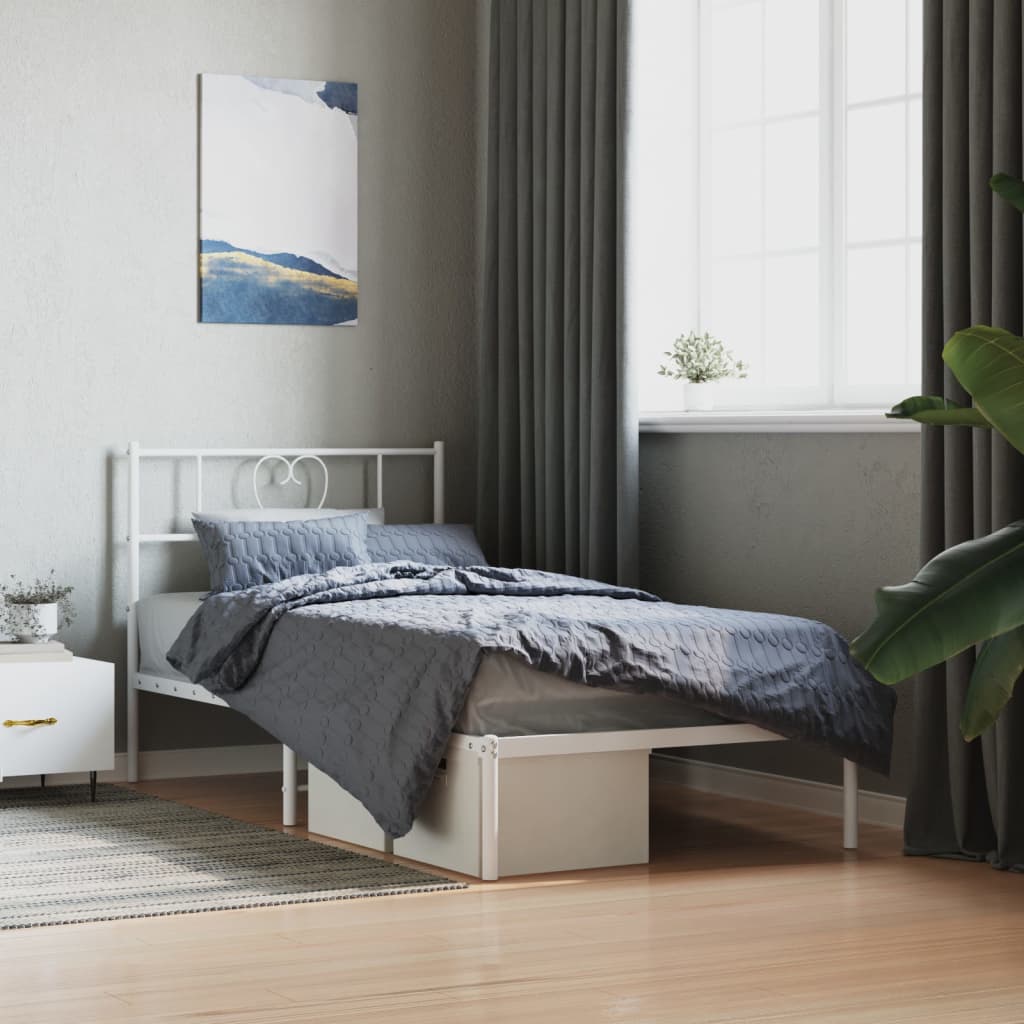 Giroletto senza Materaso con Testiera Metallo Bianco 75x190 cm | homemem39