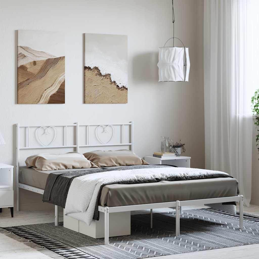 Giroletto con Testiera Metallo Bianco 135x190 cm | homemem39