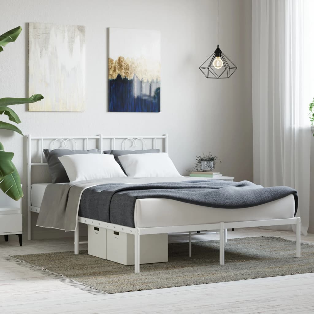 Giroletto con Testiera Metallo Bianco 140x190 cm | homemem39