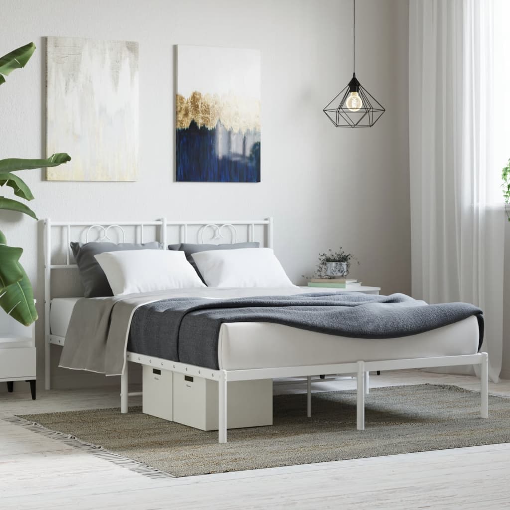 Giroletto con Testiera Metallo Bianco 160x200 cm | homemem39