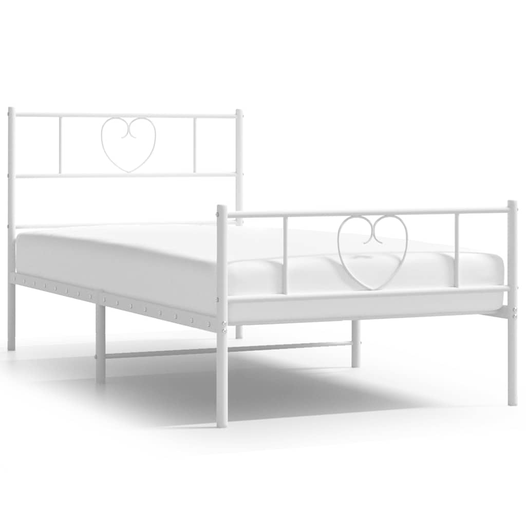 Giroletto con Testiera e Pediera Metallo Bianco 100x200 cm | homemem39