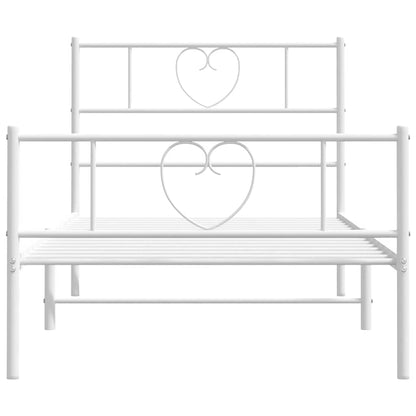 Giroletto con Testiera e Pediera Metallo Bianco 100x200 cm | homemem39