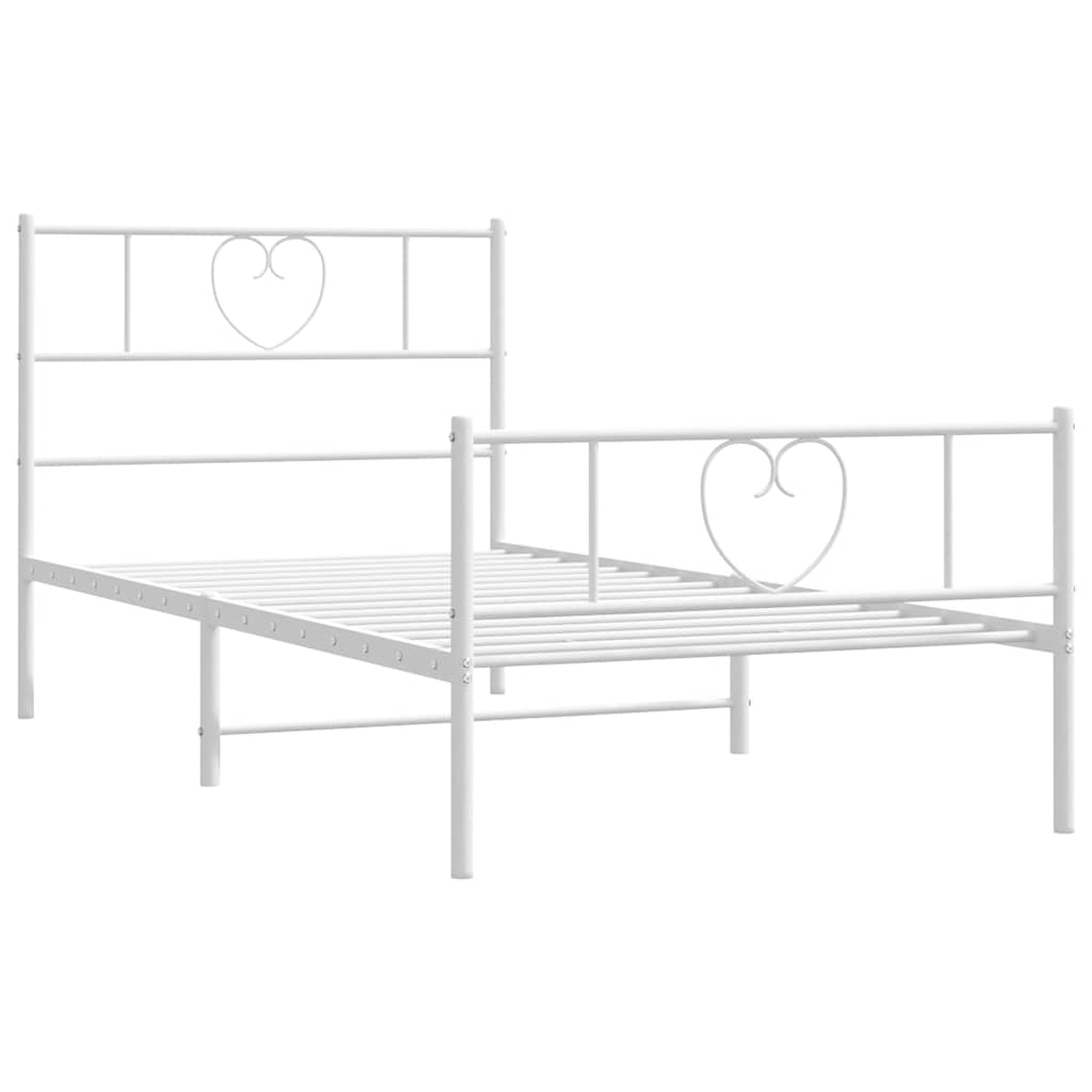 Giroletto con Testiera e Pediera Metallo Bianco 100x200 cm | homemem39