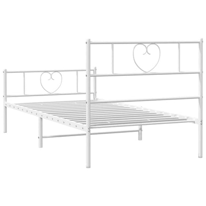 Giroletto con Testiera e Pediera Metallo Bianco 100x200 cm | homemem39
