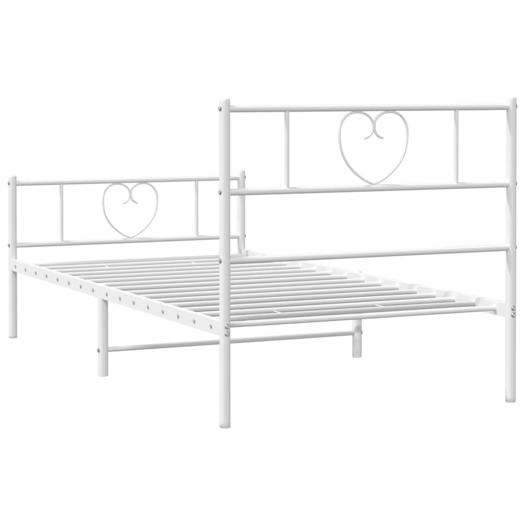 Giroletto con Testiera e Pediera Metallo Bianco 107x203 cm | homemem39