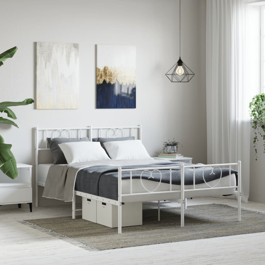 Giroletto con Testiera e Pediera Metallo Bianco 120x200 cm | homemem39