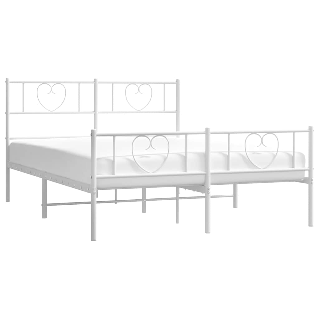 Giroletto con Testiera e Pediera Metallo Bianco 135x190 cm | homemem39