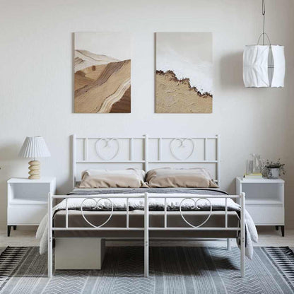 Giroletto con Testiera e Pediera Metallo Bianco 135x190 cm