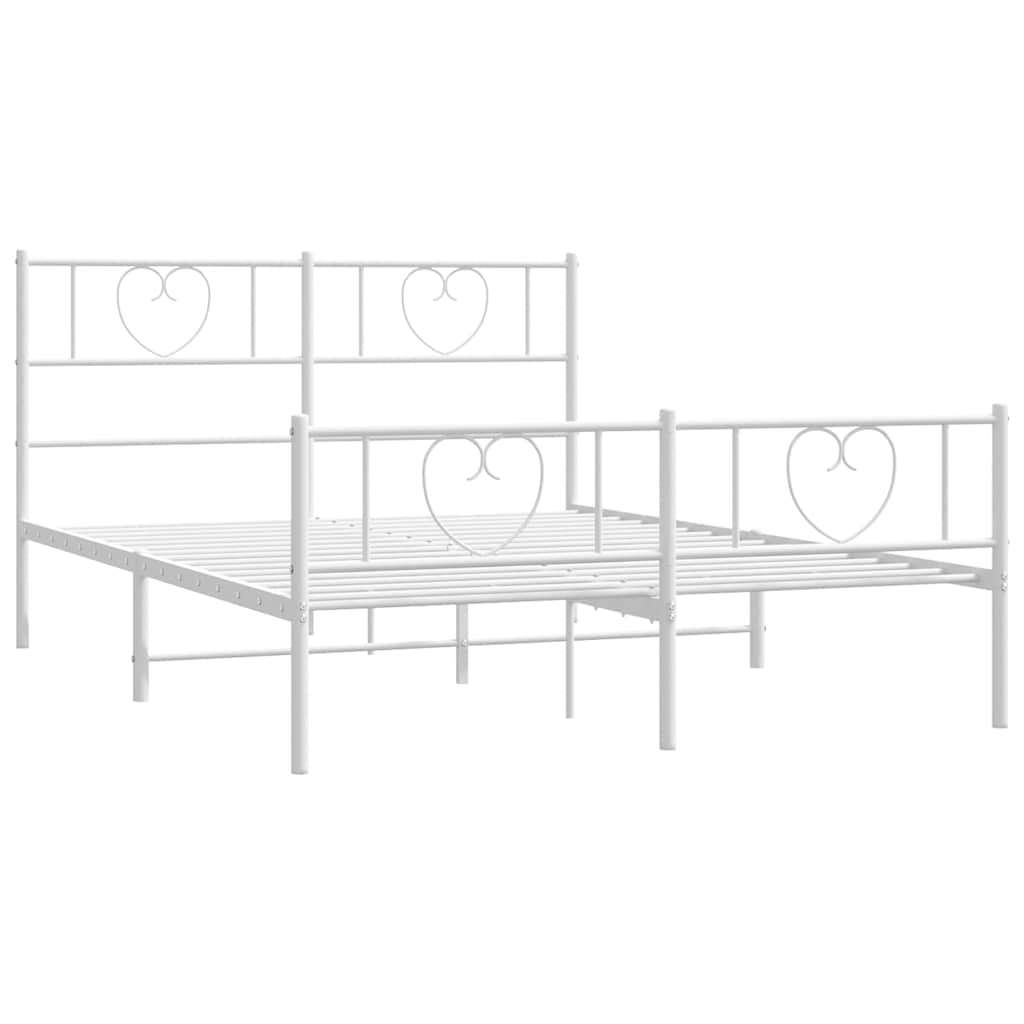 Giroletto con Testiera e Pediera Metallo Bianco 135x190 cm | homemem39