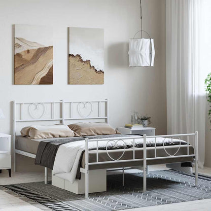Giroletto con Testiera e Pediera Metallo Bianco 135x190 cm | homemem39