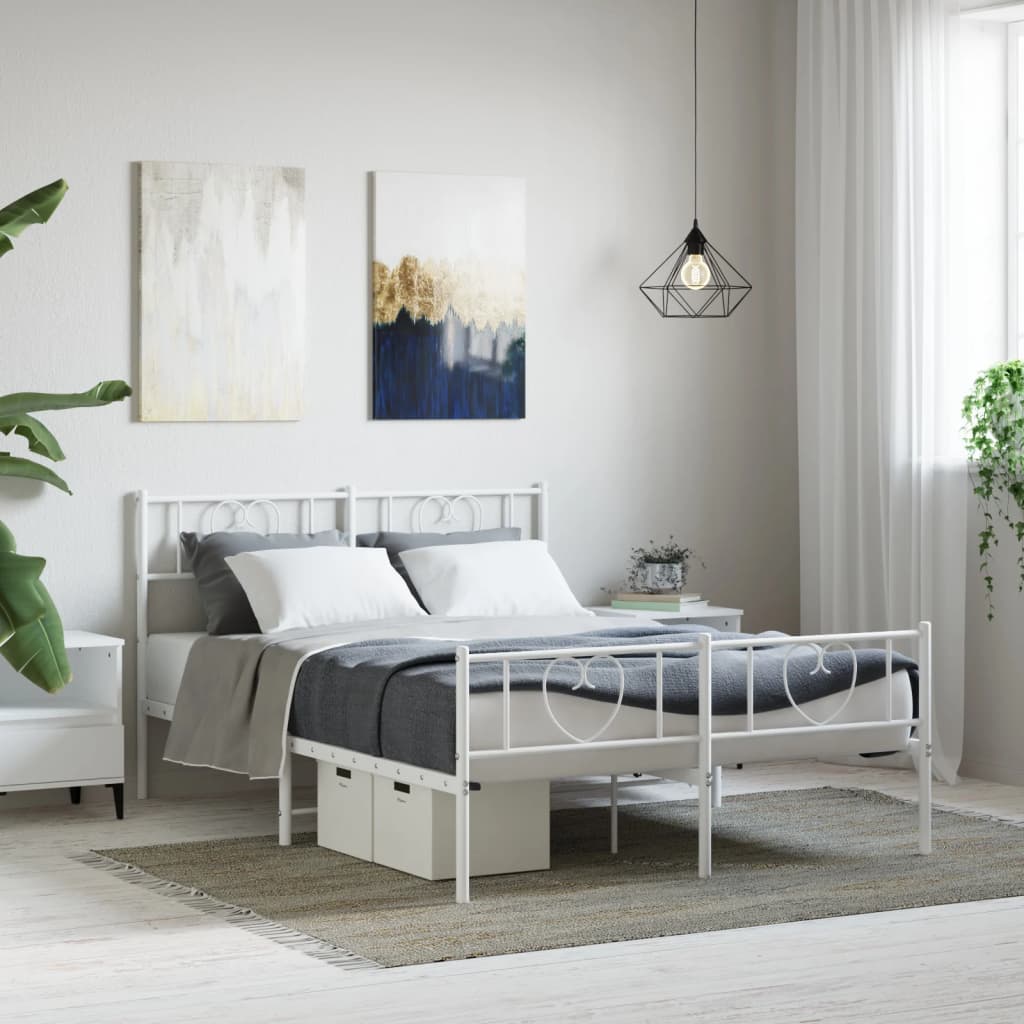 Giroletto con Testiera e Pediera Metallo Bianco 140x190 cm | homemem39