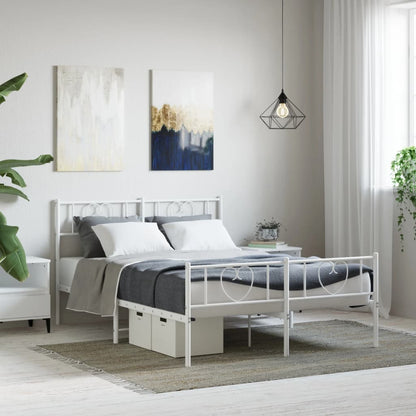 Giroletto con Testiera e Pediera Metallo Bianco 140x190 cm | homemem39