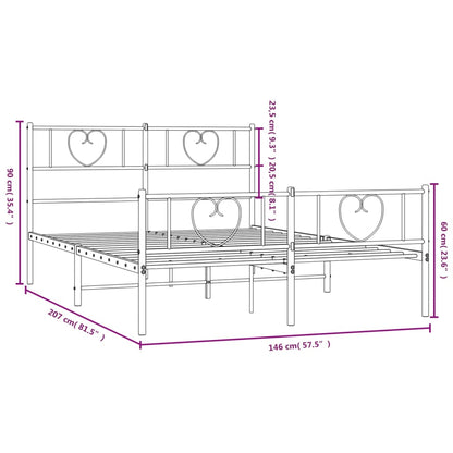 Giroletto con Testiera e Pediera Metallo Bianco 140x200 cm | homemem39