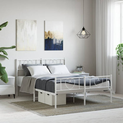 Giroletto con Testiera e Pediera Metallo Bianco 140x200 cm | homemem39