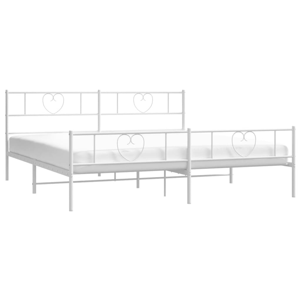 Giroletto con Testiera e Pediera Metallo Bianco 180x200 cm | homemem39