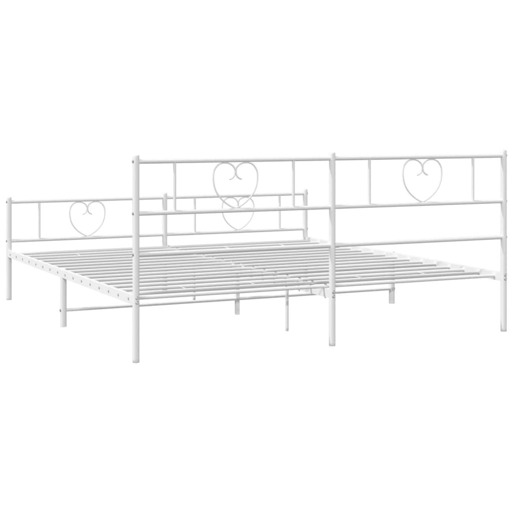 Giroletto con Testiera e Pediera Metallo Bianco 180x200 cm | homemem39