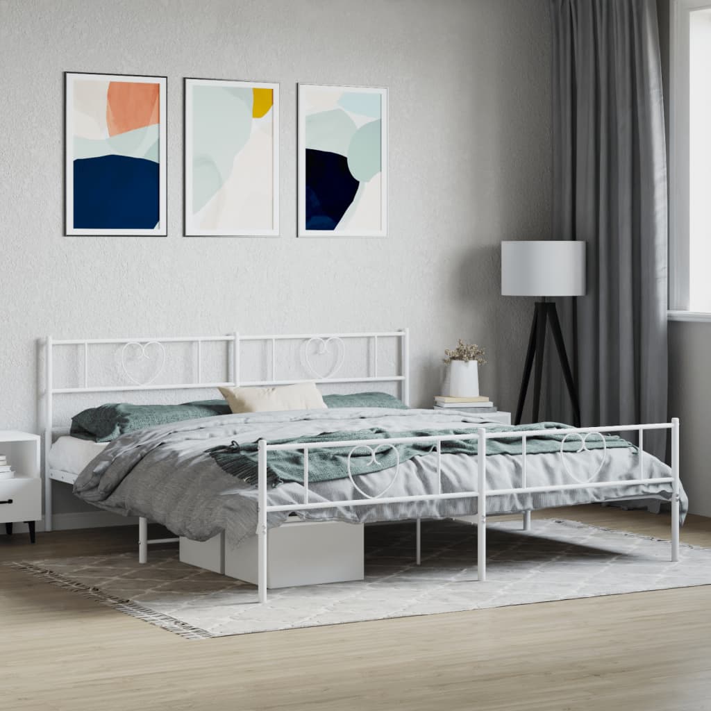 Giroletto con Testiera e Pediera Metallo Bianco 180x200 cm | homemem39