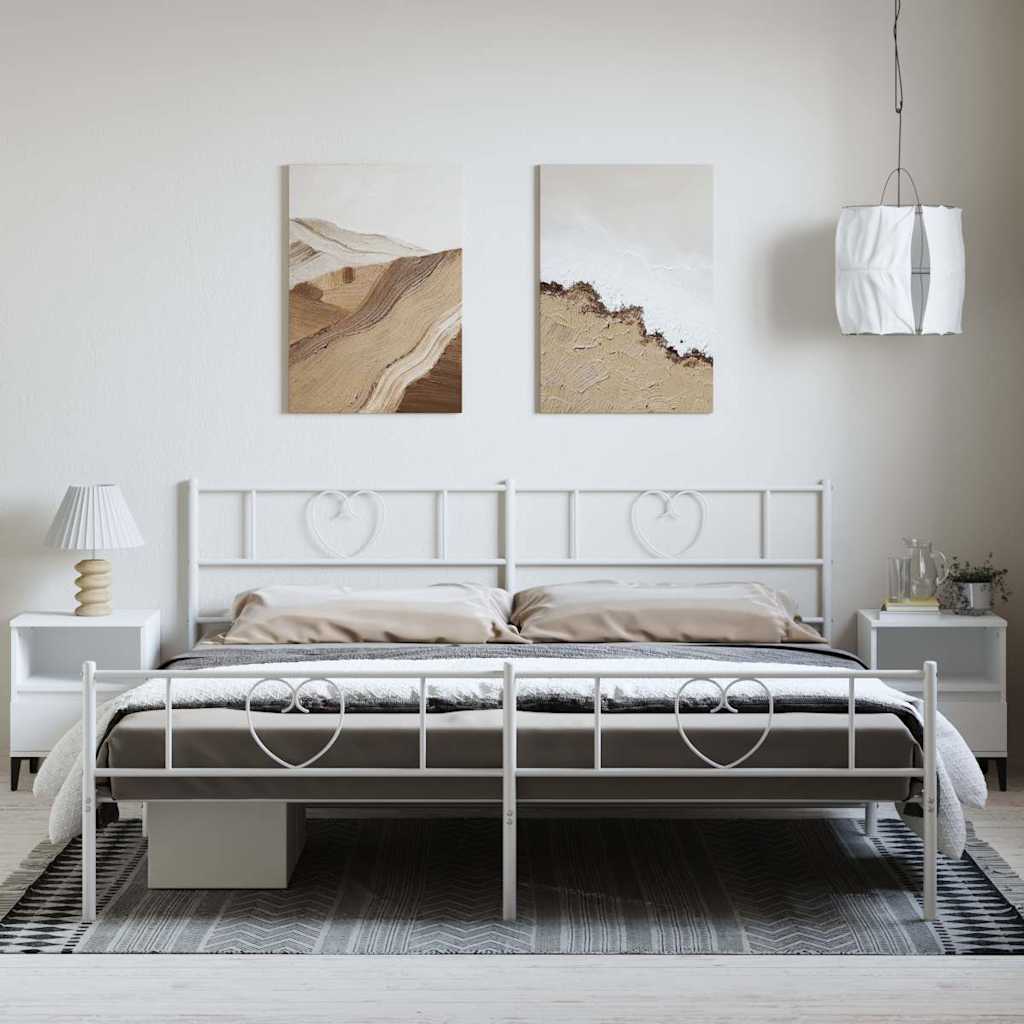Giroletto con Testiera e Pediera Metallo Bianco 193x203 cm