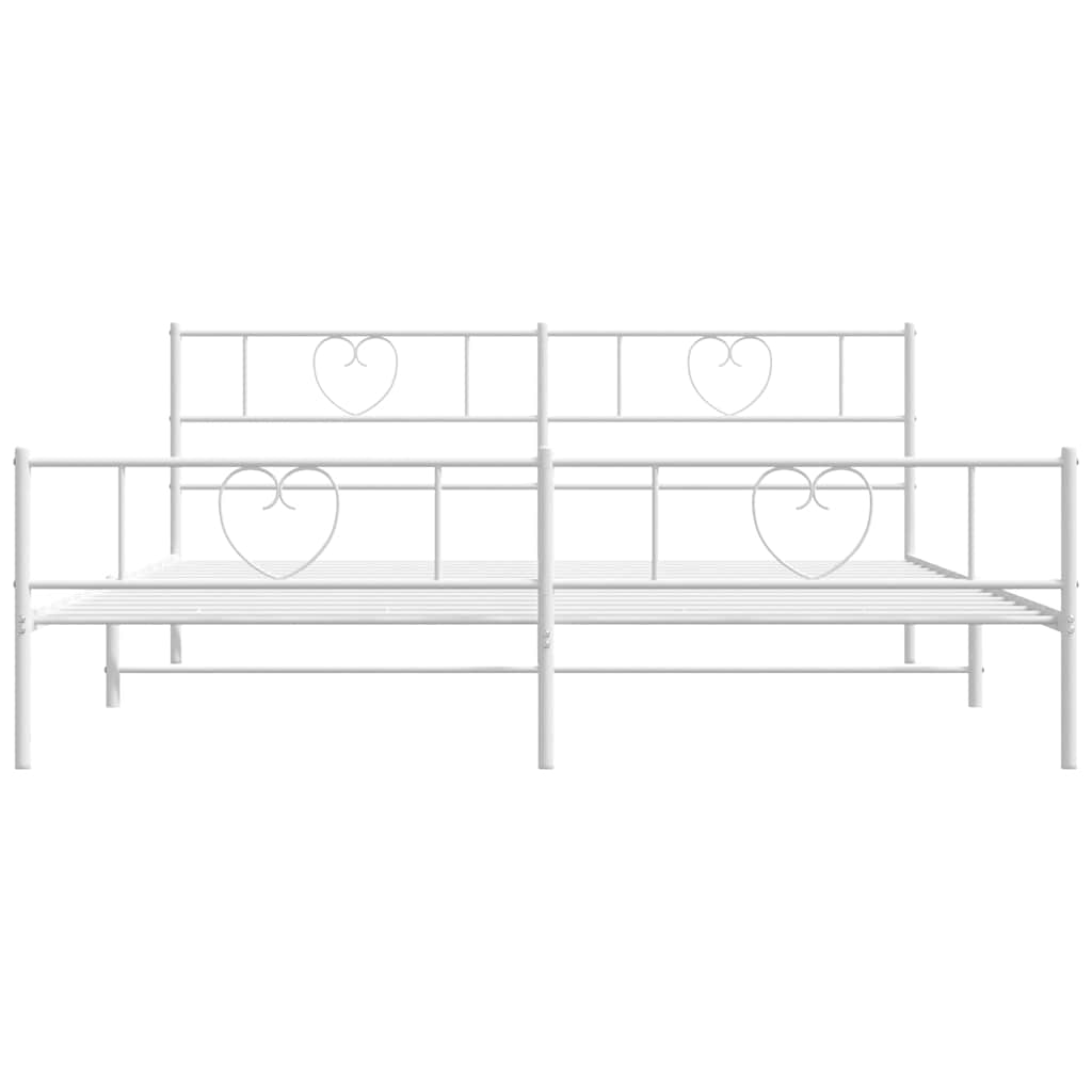 Giroletto con Testiera e Pediera Metallo Bianco 193x203 cm