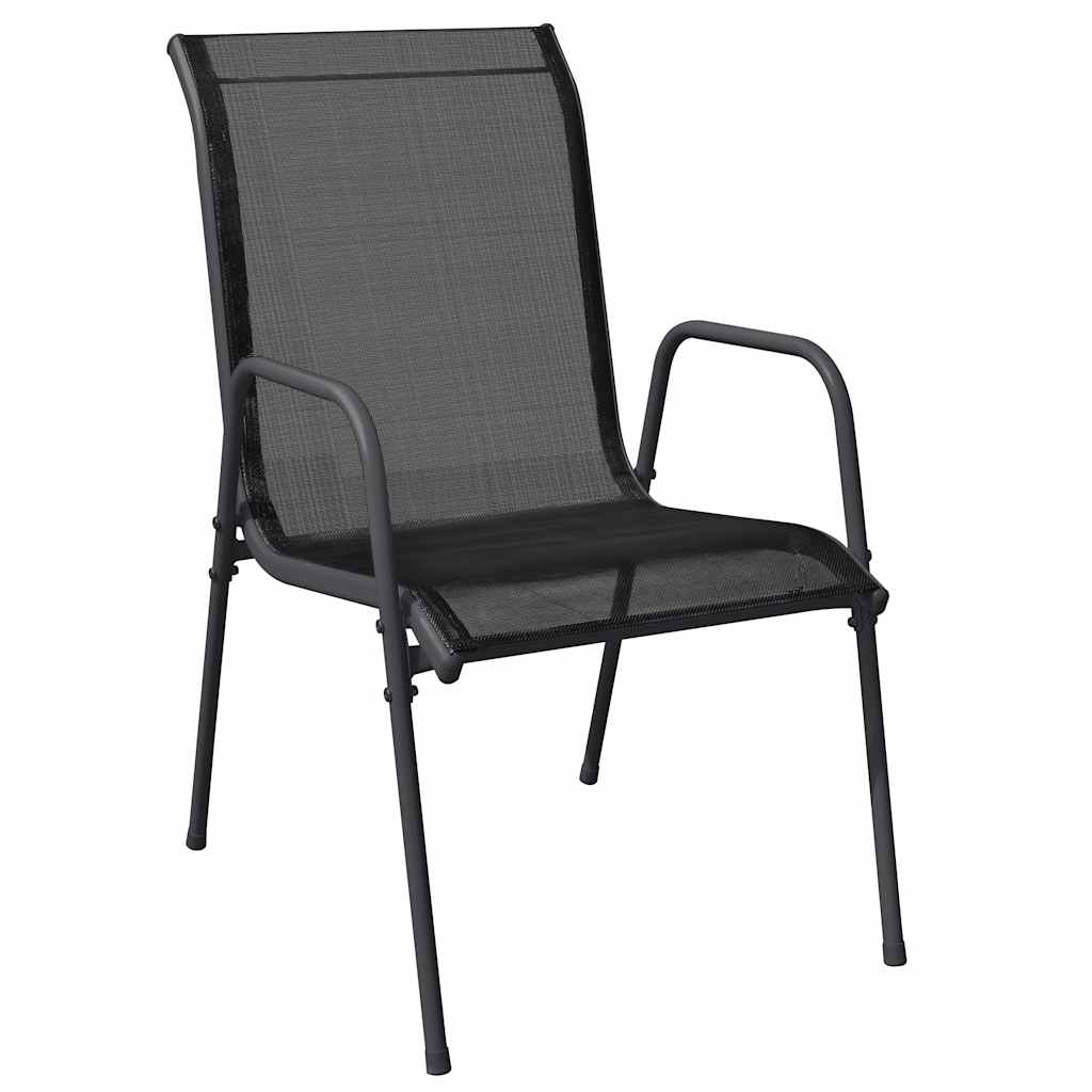 Set da Pranzo da Giardino 7 pz Nero in Acciaio e Textilene | homemem39