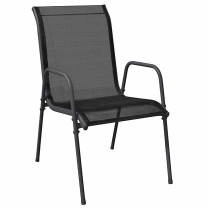 Set da Pranzo da Giardino 7 pz Nero in Acciaio e Textilene | homemem39