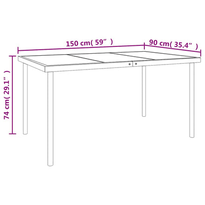 Set da Pranzo da Giardino 7 pz Nero in Acciaio e Textilene | homemem39