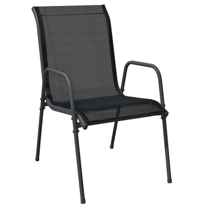 Set da Pranzo da Giardino 7 pz Nero in Acciaio e Textilene | homemem39