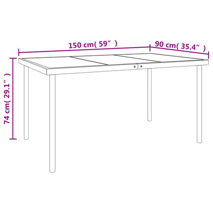 Set da Pranzo da Giardino 7 pz Nero in Acciaio e Textilene | homemem39