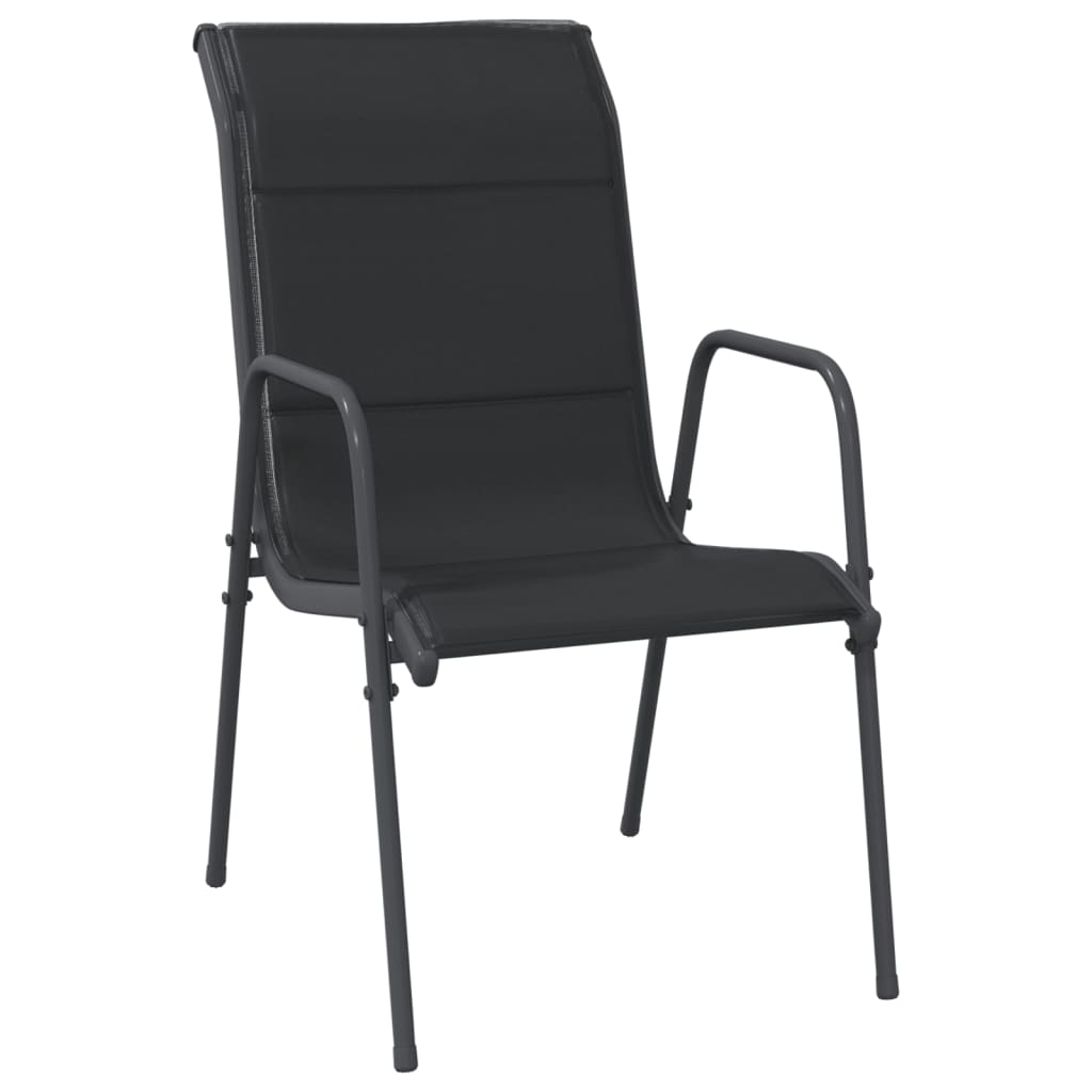 Set da Pranzo da Giardino 7 pz Nero in Acciaio e Textilene | homemem39