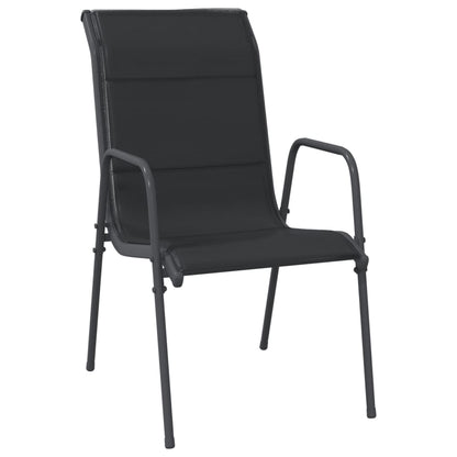 Set da Pranzo da Giardino 7 pz Nero in Acciaio e Textilene | homemem39
