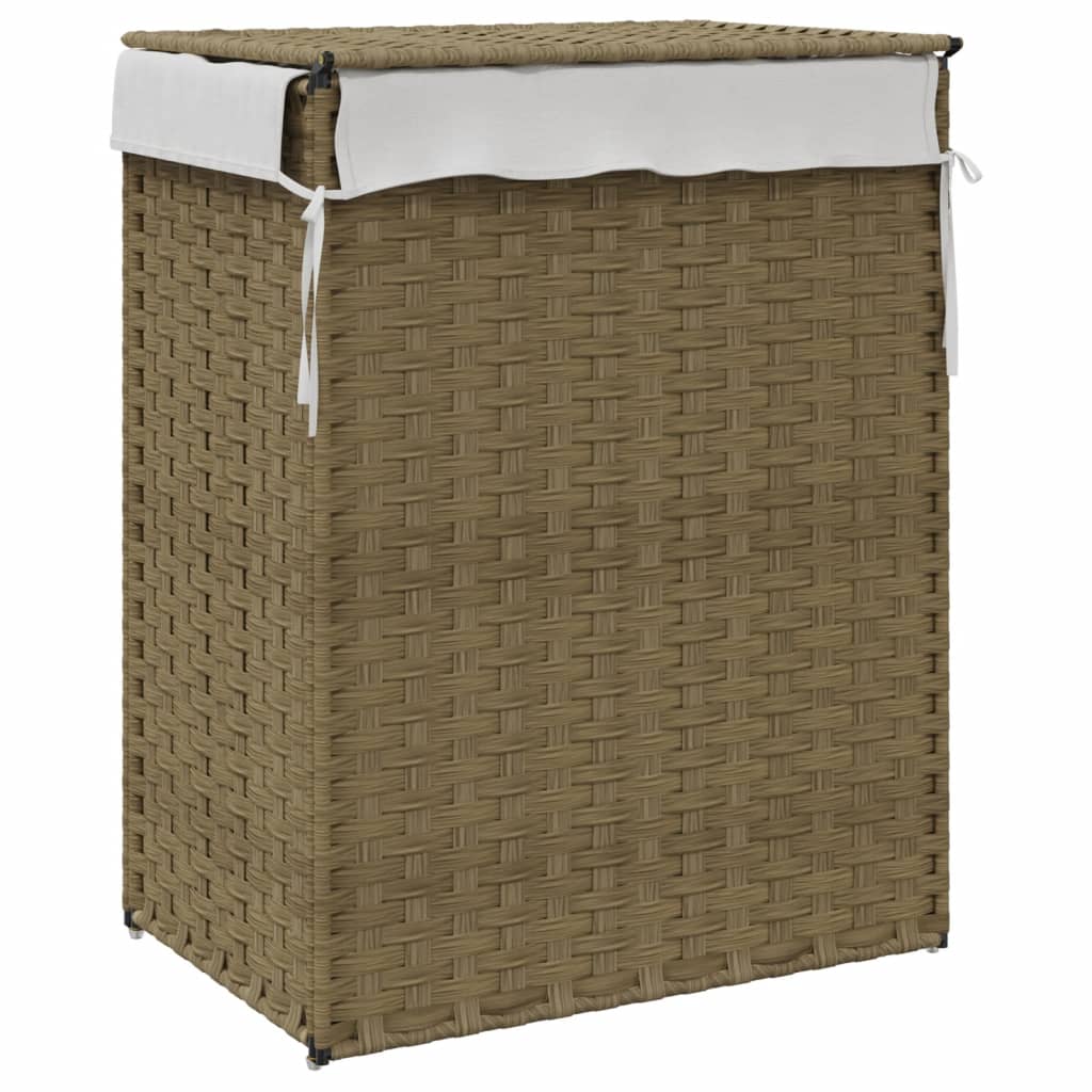 Cesto Portabiancheria con Coperchio 46x33x60 cm Polyrattan | homemem39