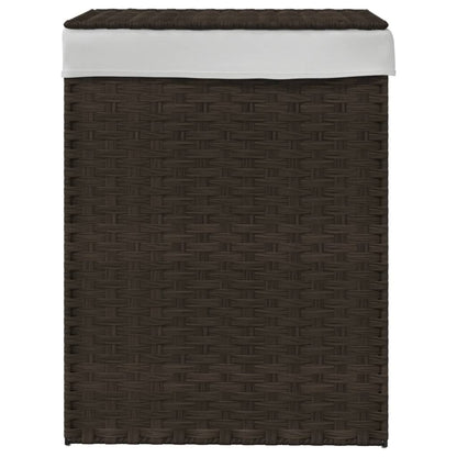 Cesto Biancheria Coperchio Marrone Scuro 46x33x60 cm Polyrattan | homemem39
