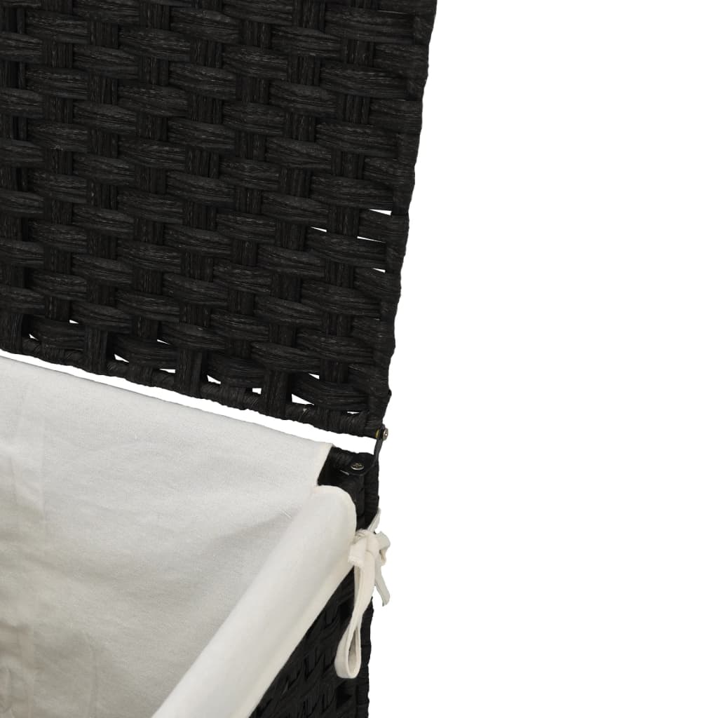 Cesto Portabiancheria con Coperchio Nero 46x33x60 cm Polyrattan | homemem39