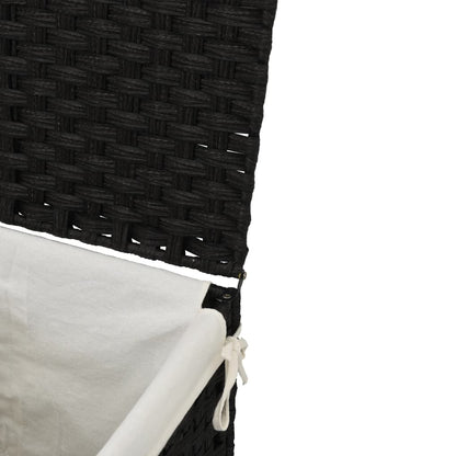 Cesto Portabiancheria con Coperchio Nero 46x33x60 cm Polyrattan | homemem39