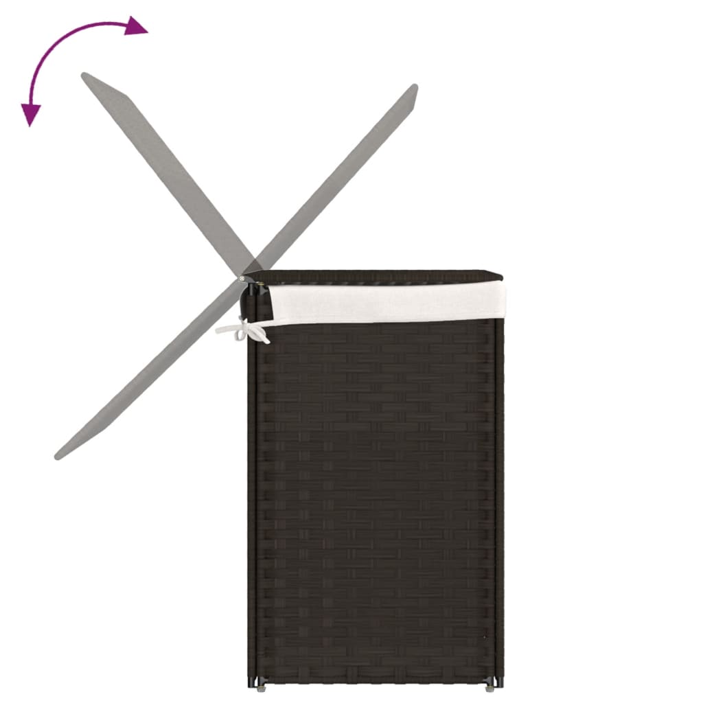 Cesto Biancheria 2 Sezioni Marrone Scuro 53x35x57 cm Polyrattan | homemem39
